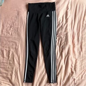 Adidas Athletic Leggings Black with White stripes Women Small